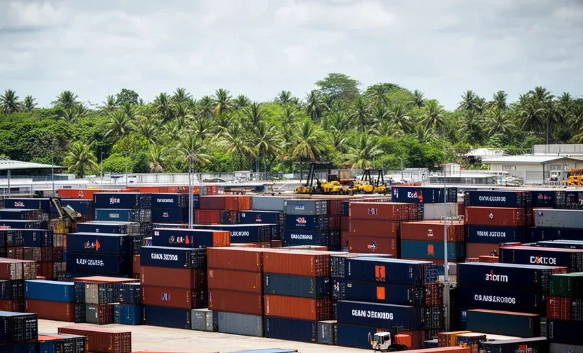 Container yard at a port in Panama